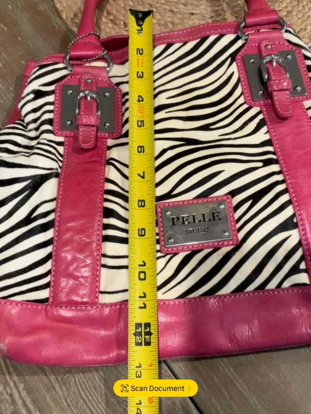 Stunning Pelle Studio Pink Leather & Zebra Calf Hide Purse. EUC